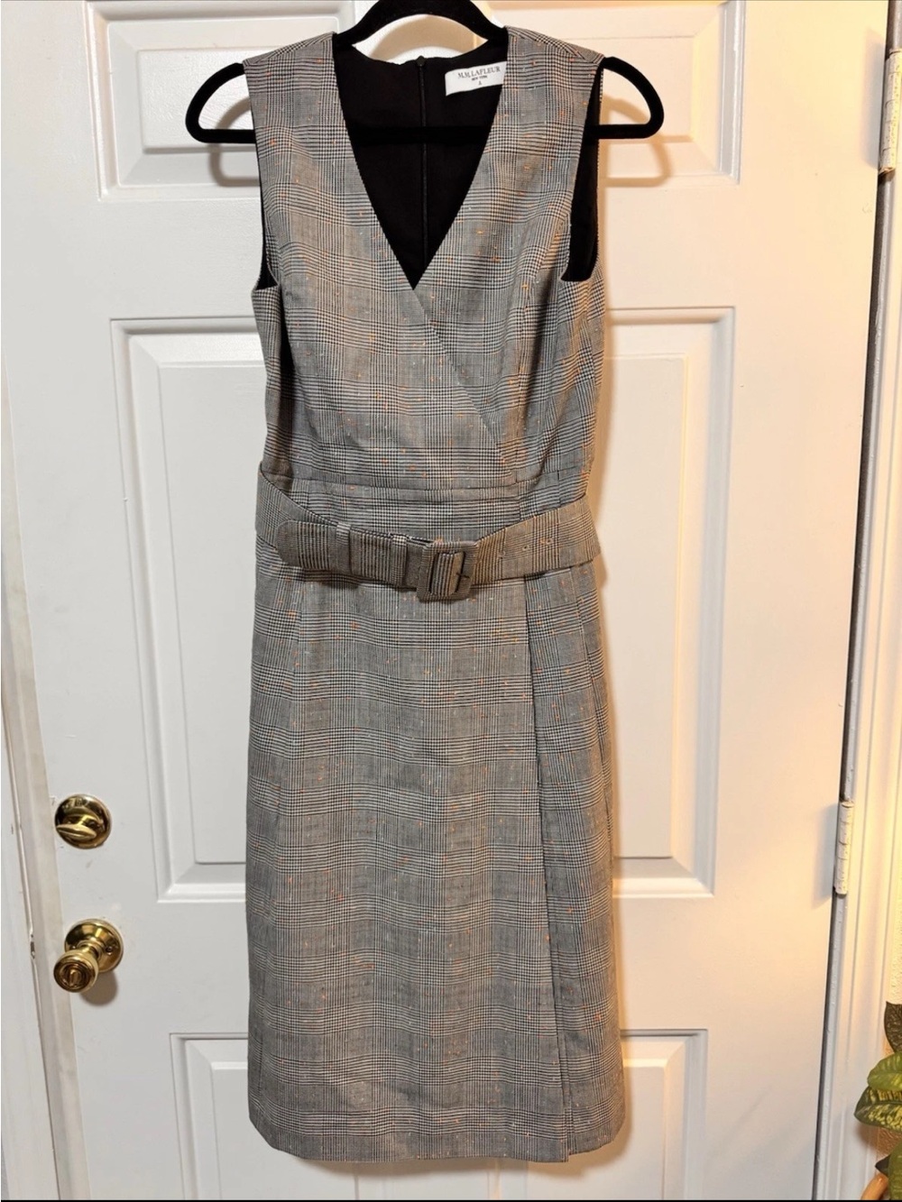 MM Lafleur Pencil Faux Wrapped Belted Dress Size 6 - Picture 2 of 10